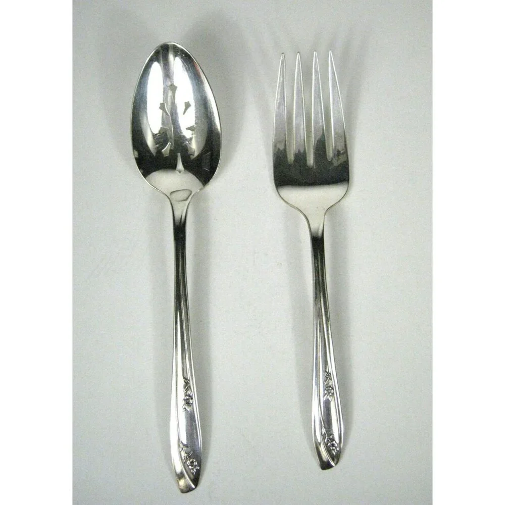 Wm Rogers IS Slotted Serving Spoon Fork Fair Lady Silverplate 1957